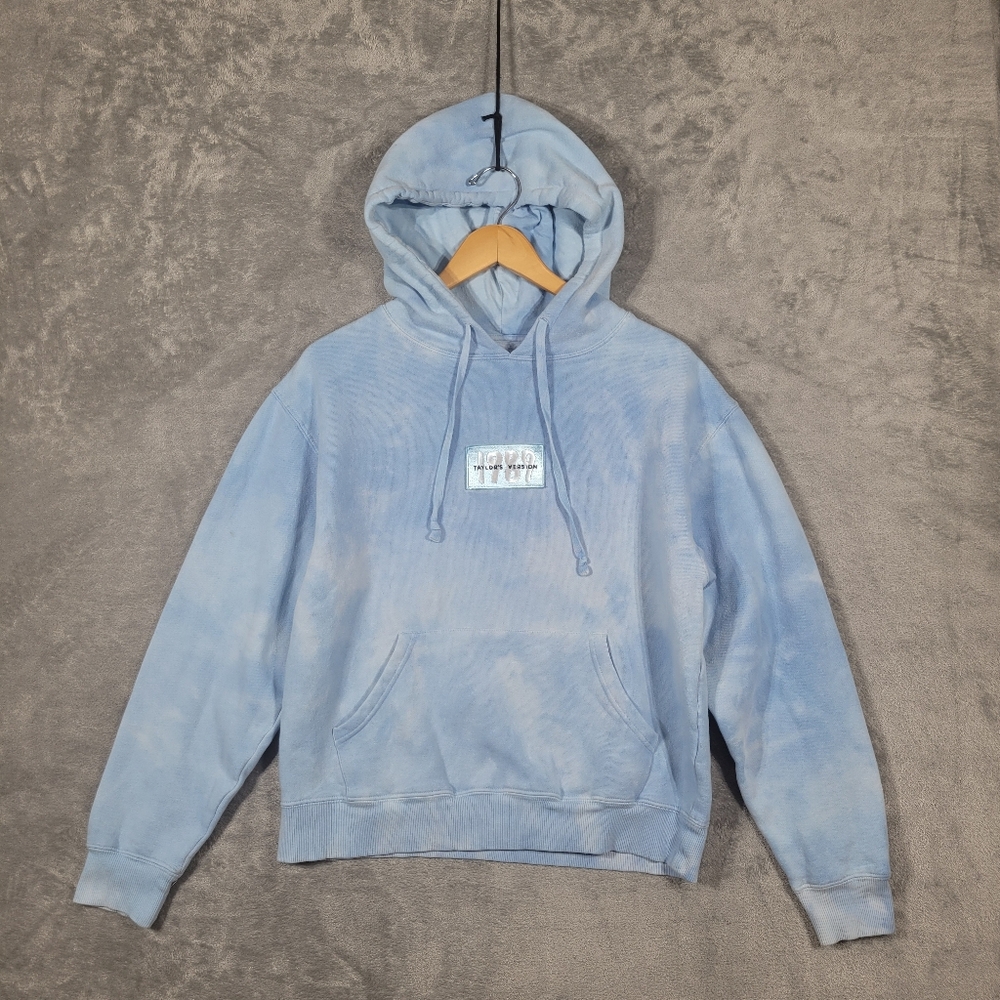 Taylor Swift 1989 Taylor's Version Tie Dye Pullover Hoodie Light Blue Size Small